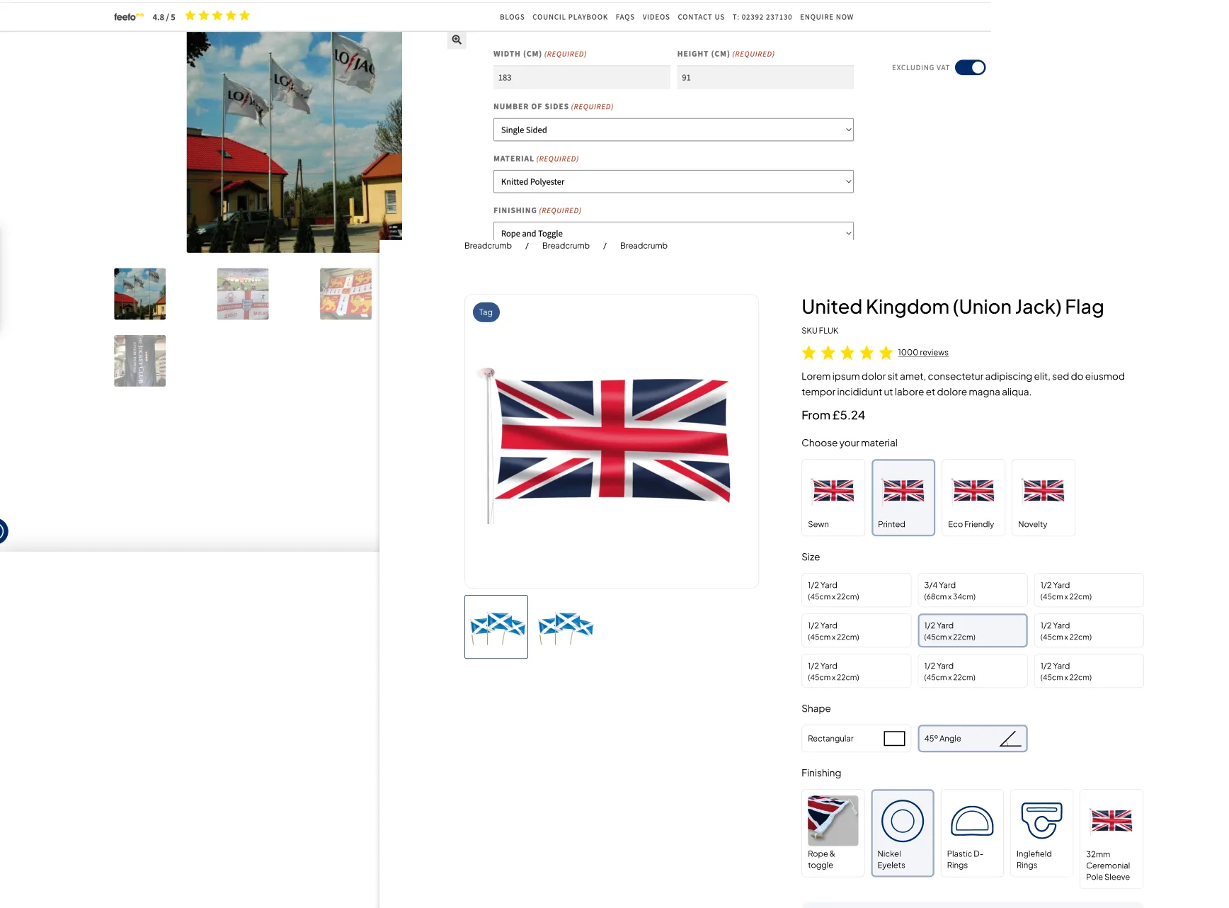 Customised product page