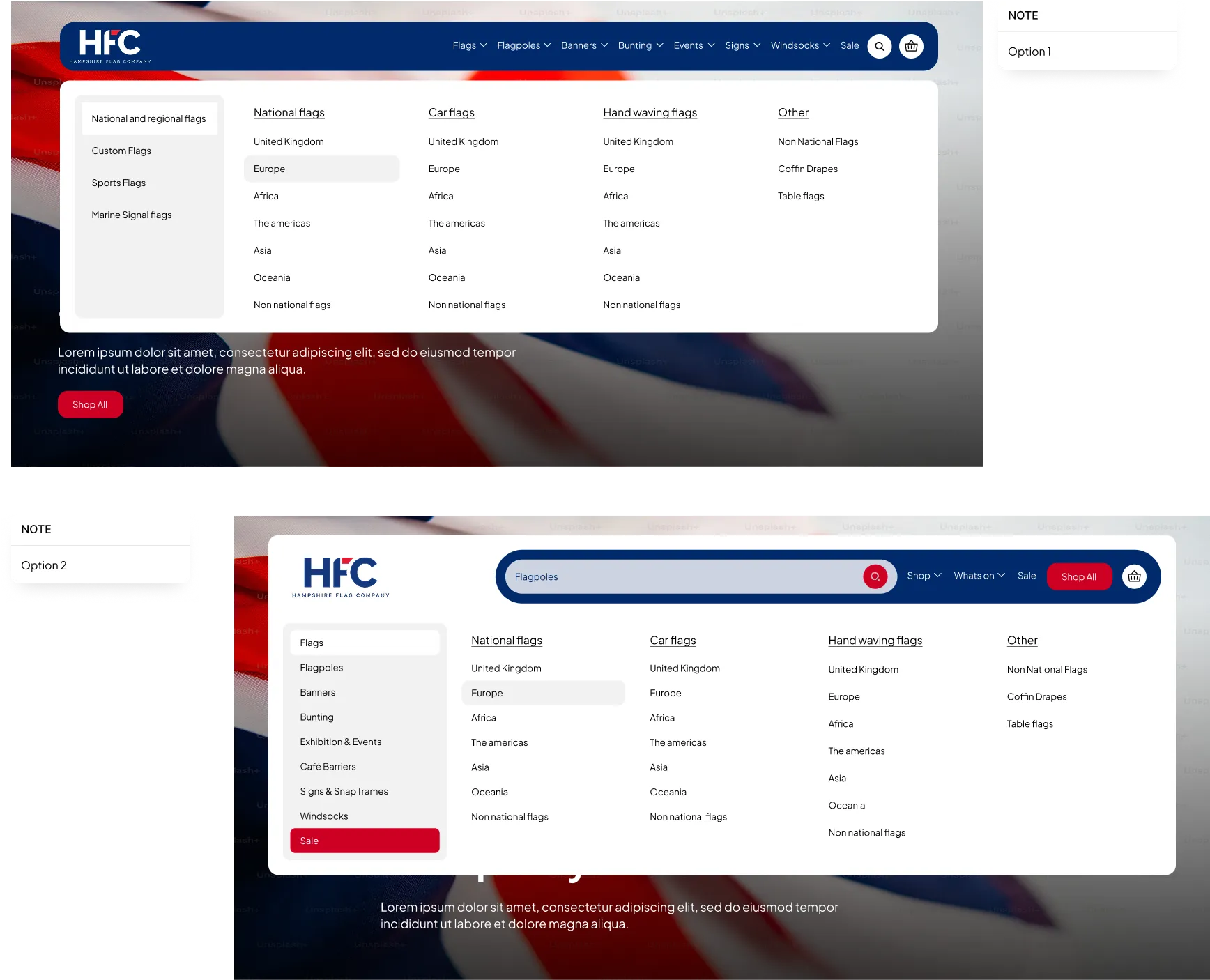 Navigation options